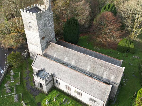 Luxulyan Church photo from the air