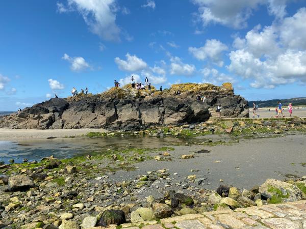 Chapel Rock between the Mount and the mainland.